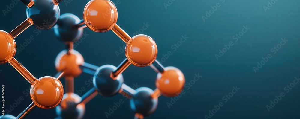 Obraz premium Inorganic chemical compound, holographic molecular structure, futuristic visualization technology