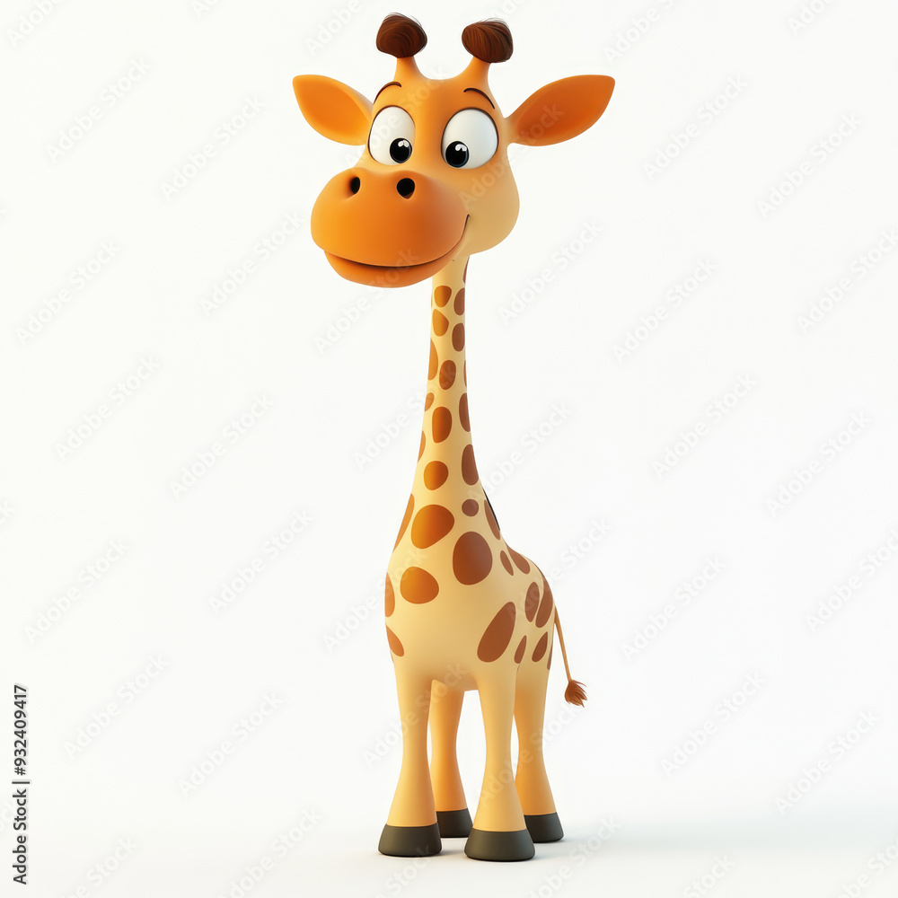 Fototapeta premium 3D cartoon, a girrafe. on a solid white background