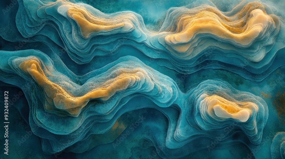 Abstract Blue and Gold Landscape Abstract Blue and Gold Landscape