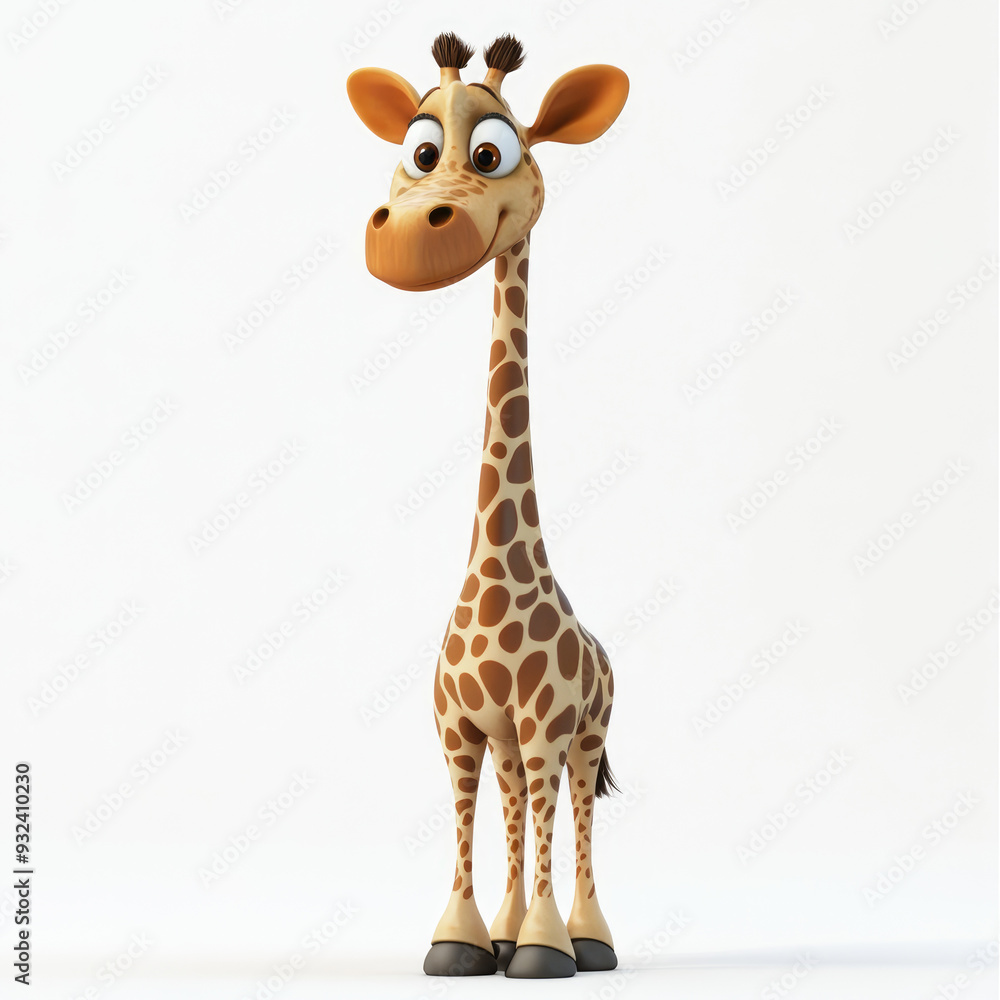 Fototapeta premium 3D cartoon, a girrafe. on a solid white background