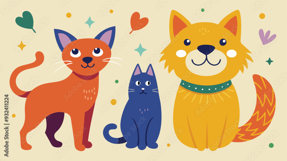 Obraz premium cats in cartoon characters