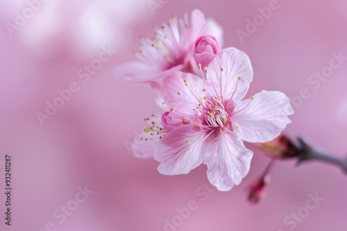 Close-Up of Delicate Pink Cherry Blossom