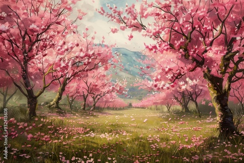 Enchanting Pink Blossom Meadow