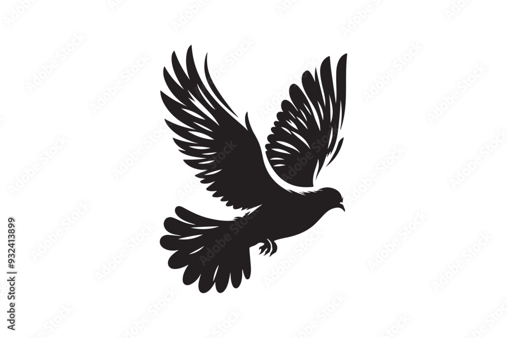 Fototapeta premium flying a Pigeon (Rock Dove) silhouette image vector art Design 3.eps