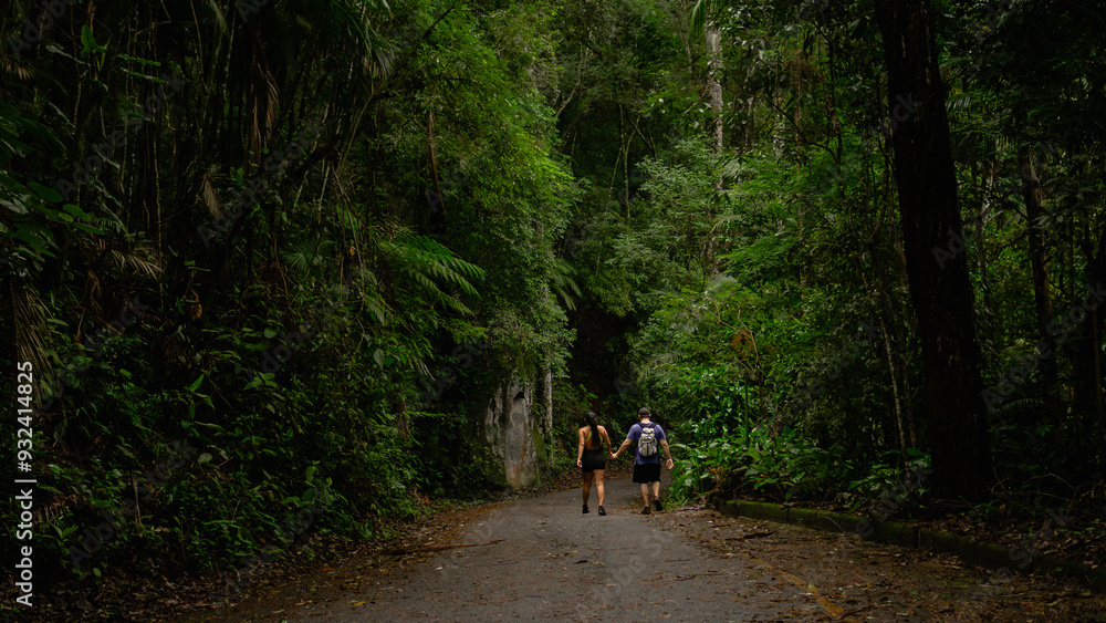 Couple walking in the forest Couple walking in the forest