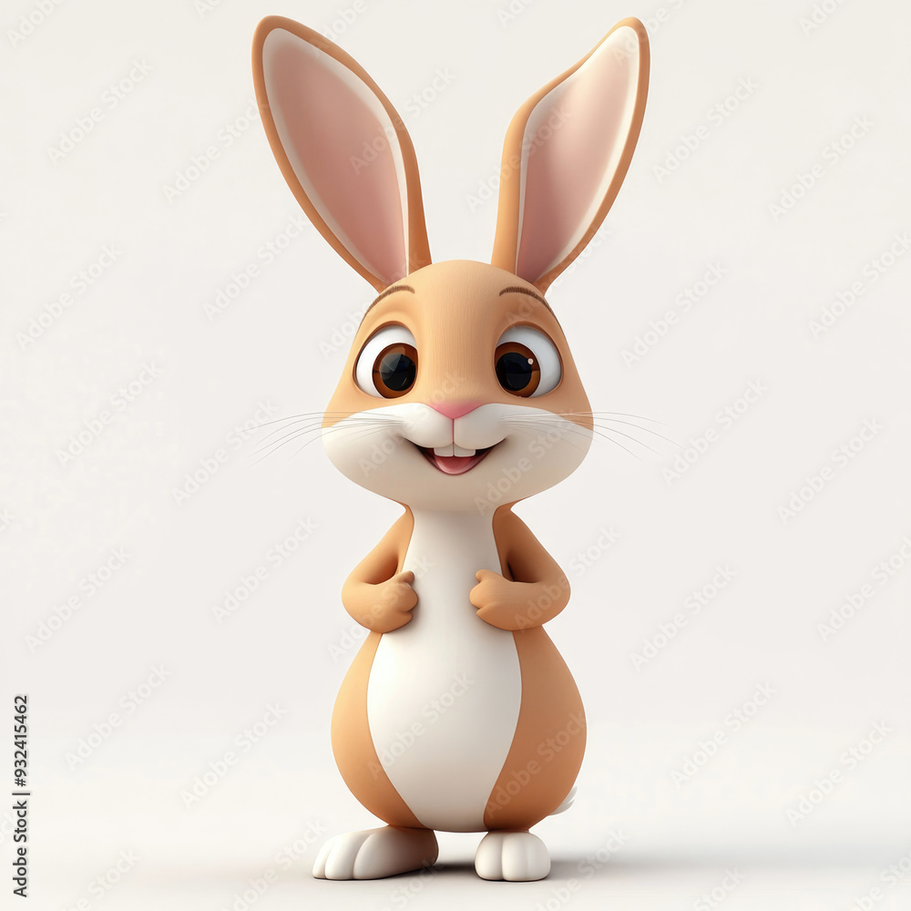 Obraz premium 3D cartoon, a rabbit. on a solid white background