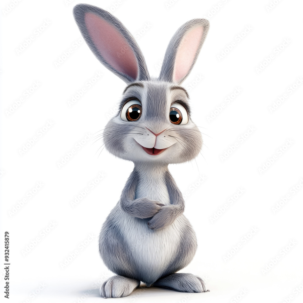 Obraz premium 3D cartoon, a rabbit. on a solid white background