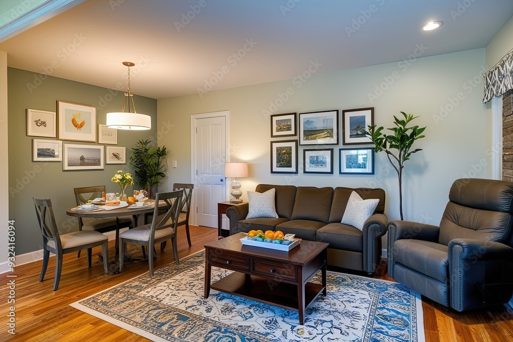 Cozy Living Space Featuring Breakfast Table Comfortable Recliner and Stunning Gallery Wall Cozy Living Space Featuring Breakfast Table Comfortable Recliner and Stunning Gallery Wall