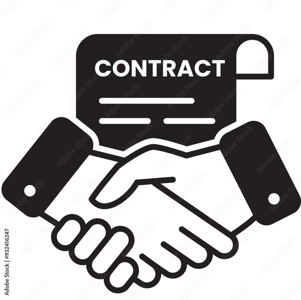 contract icon And bussiness handshake