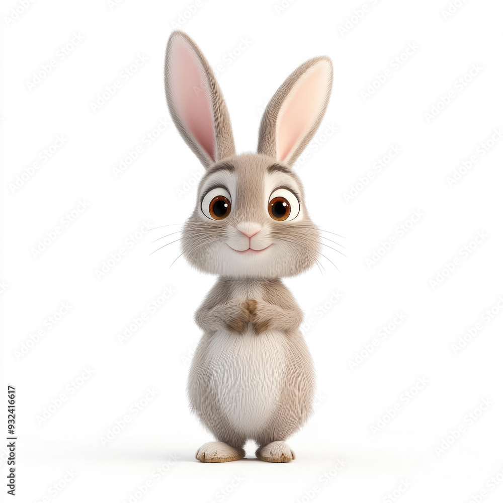 Fototapeta premium 3D cartoon, a rabbit. on a solid white background