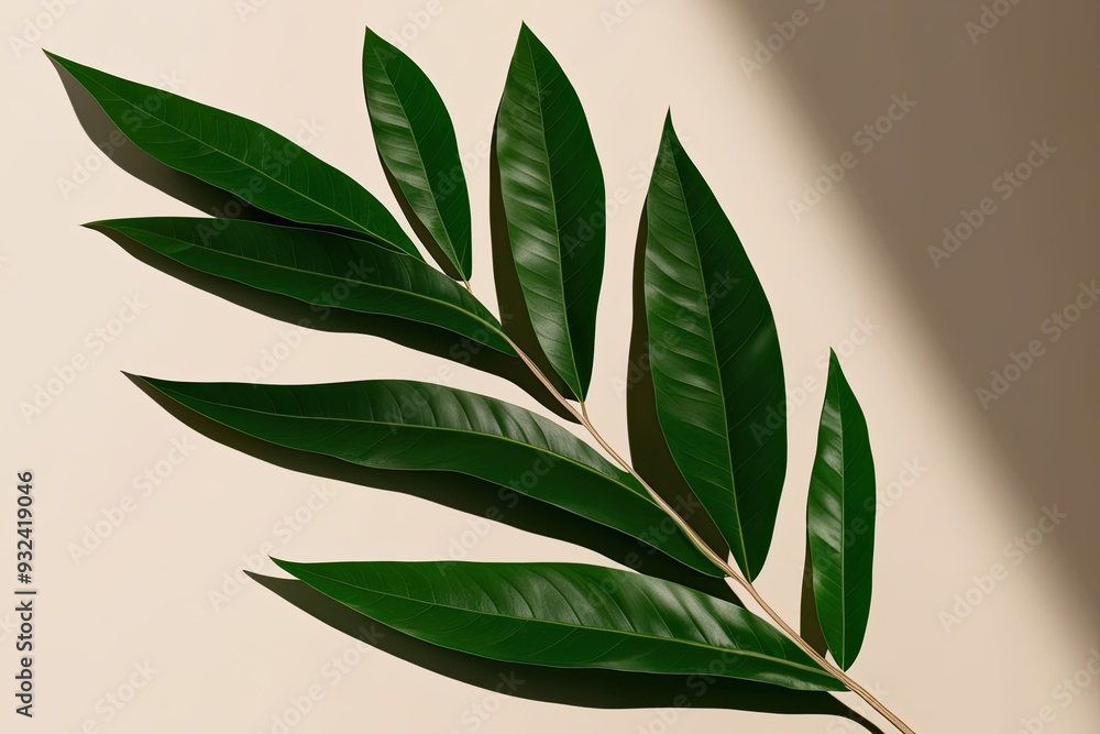 Obraz premium Stylish Rubber Leaf Shadow Overlay Effect on Soft Background