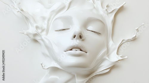 Wallpaper Mural A woman's face submerged in white liquid with a splash effect. Torontodigital.ca