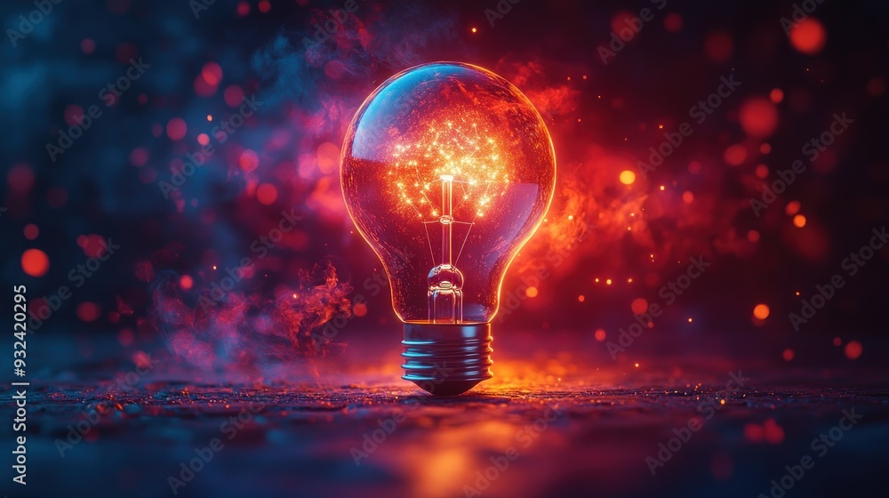 Glowing Light Bulb with Sparks and Smoke Glowing Light Bulb with Sparks and Smoke