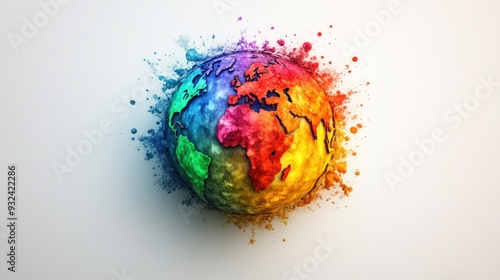 Fototapeta Naklejka Na Ścianę i Meble -  Colorful Earth Globe with Splattered Paint