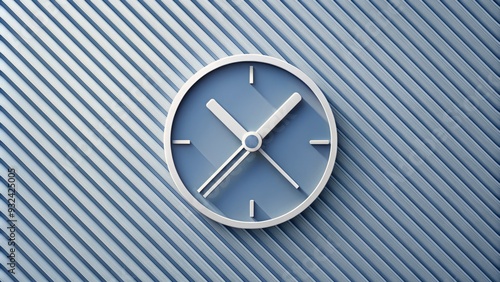 Minimalist illustration of clock icon on a diagonal line, symbolizing the passage of time, progress, and momentum in a modern, simple, and elegant design. photo