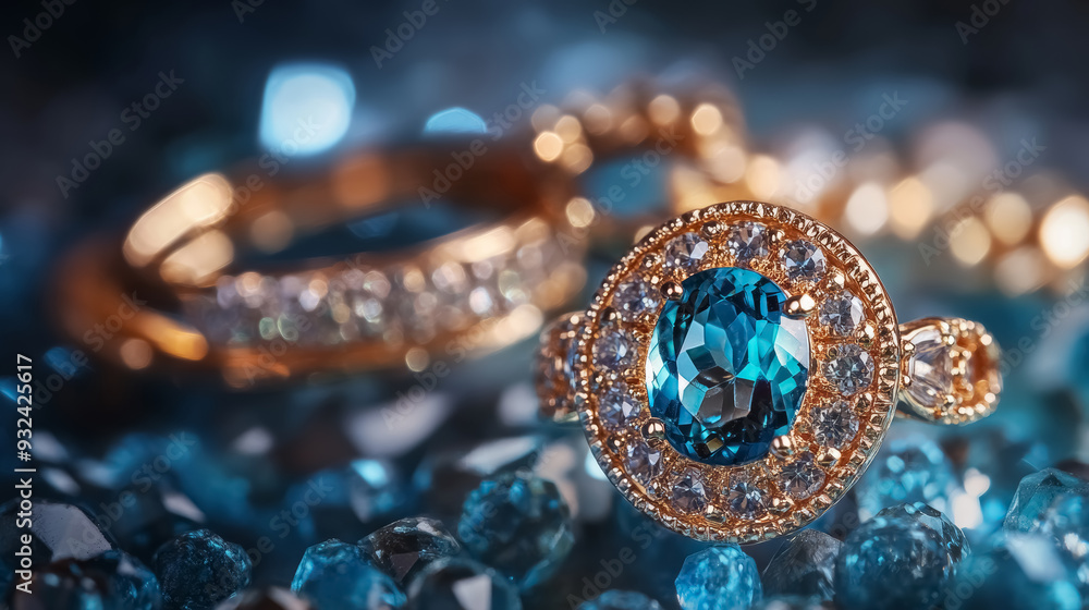 Elegant Blue Gemstone Ring with Diamond Accents Elegant Blue Gemstone Ring with Diamond Accents