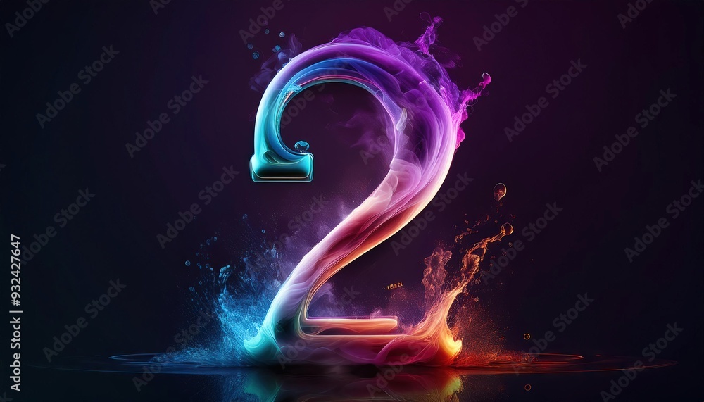 Naklejka premium Colorful Abstract Number Two Design