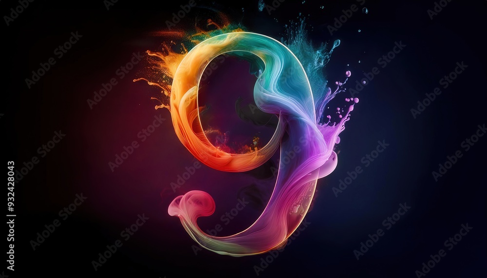 Colorful Splash Art Featuring Number Nine Colorful Splash Art Featuring Number Nine