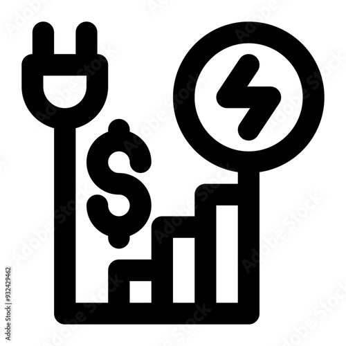 energy economics, economic energy, economics, energy, electric, power outline icon
