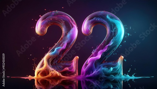 Vibrant Fluid Art Design Featuring Number 22 photo