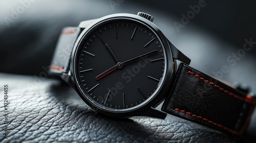 Wallpaper Mural Black steel watch on a leather strap, sleek and modern, a symbol of time and precision Torontodigital.ca