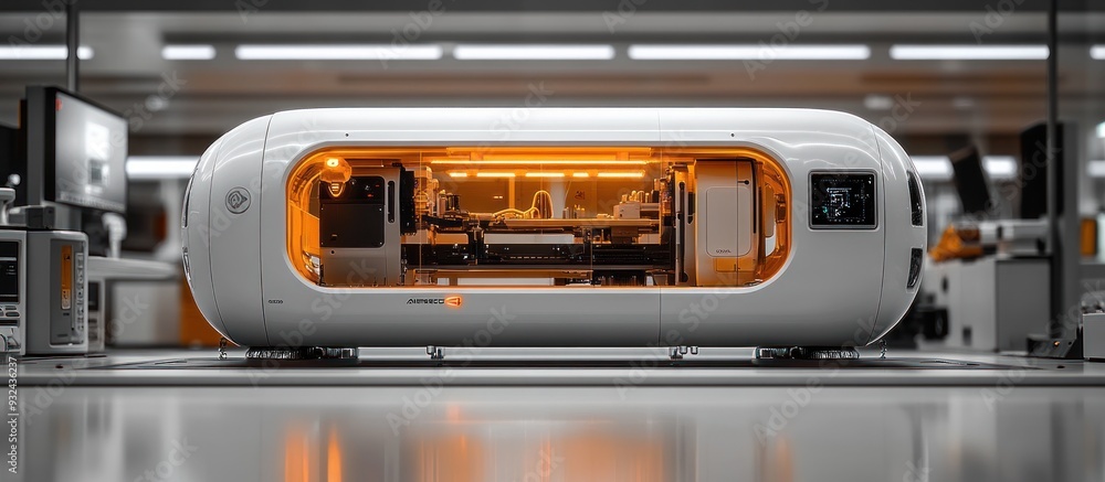 Obraz premium Futuristic Capsule Machine in a Clean Industrial Setting
