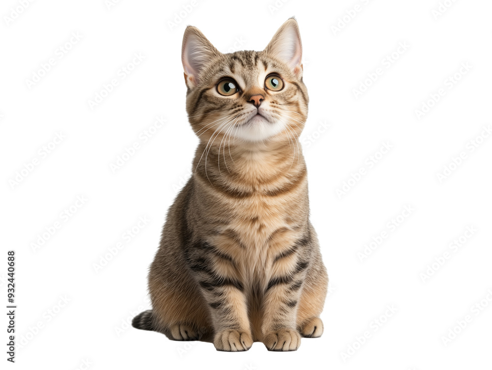 gray tabby cat sitting looking up isolated on transparent background gray tabby cat sitting looking up isolated on transparent background