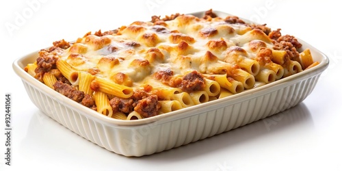 Worm's Eye View, pasta, Pastitsio, isolated, Baked Pastitsio pasta isolated on a white background Worm s Eye View photo