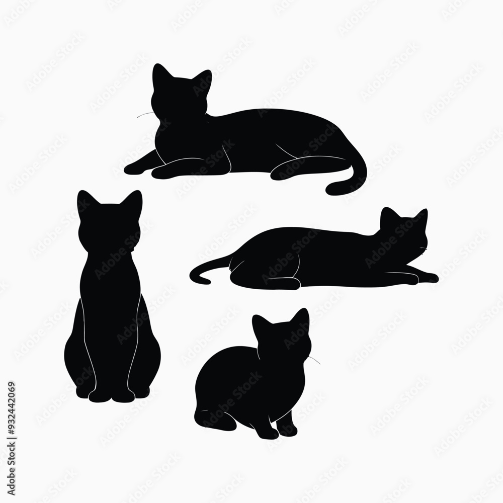 Exotic shorthair cat silhouette vector template illustration Exotic shorthair cat silhouette vector template illustration
