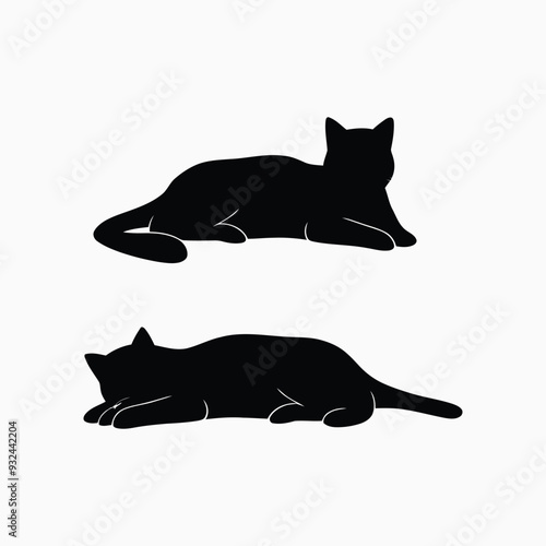 Exotic shorthair cat silhouette vector template illustration