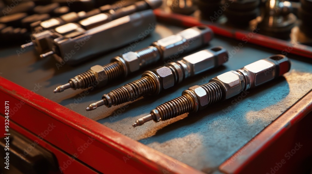 Spark Plugs Resting on a Toolbox Spark Plugs Resting on a Toolbox