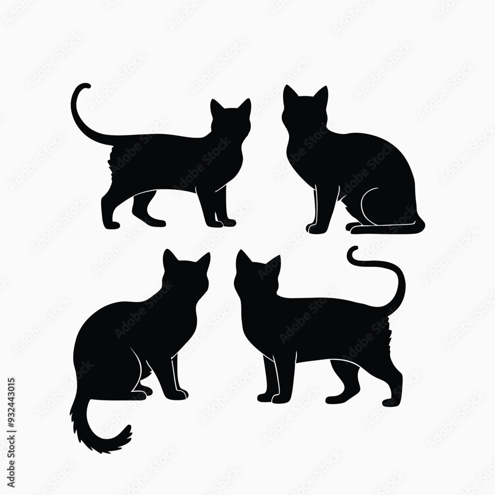 Exotic shorthair cat silhouette vector template illustration Exotic shorthair cat silhouette vector template illustration
