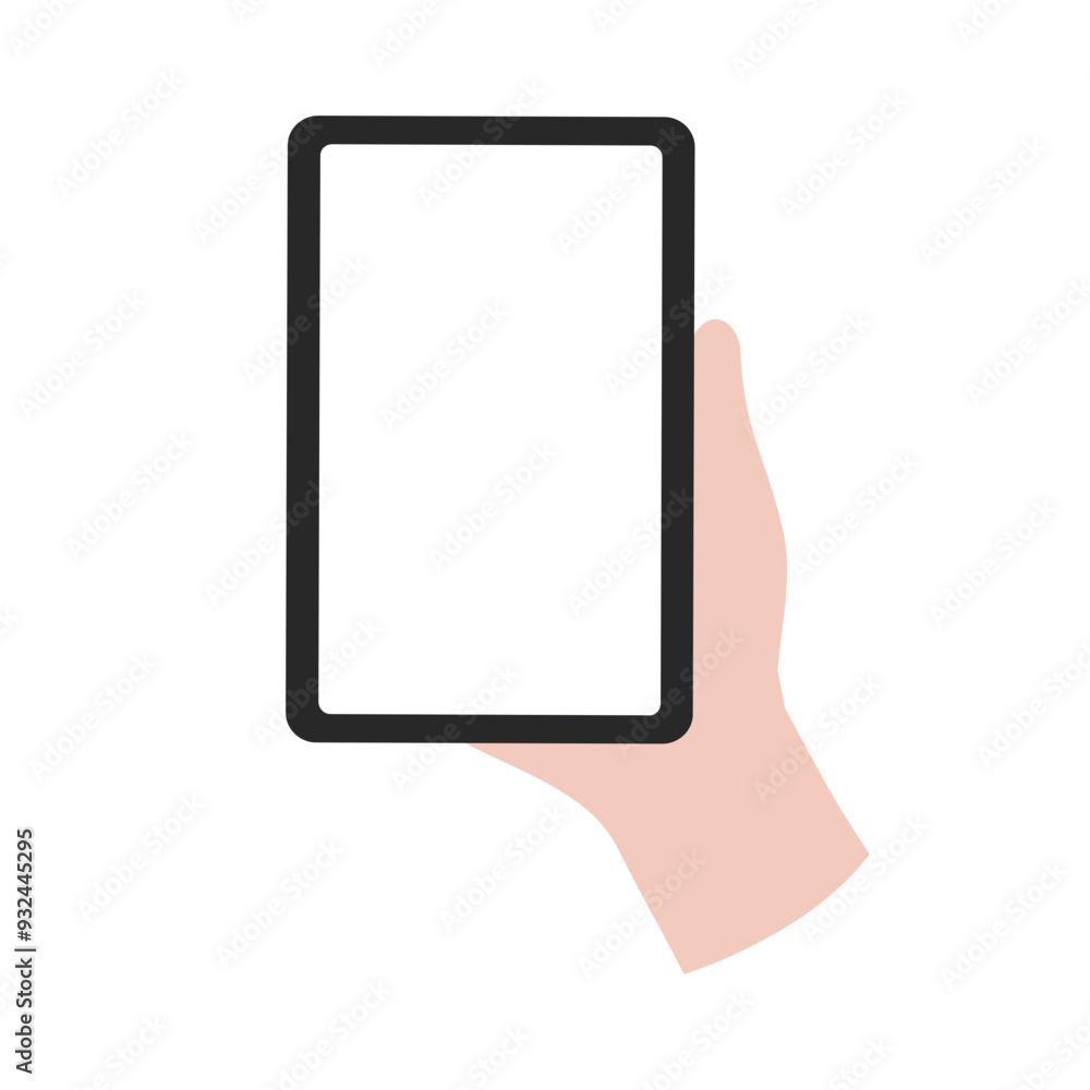 Hand holding blank phone screen mock up template. Technology, social media, communication, connection, information, digital device concept. Flat vector design isolated illustration. Hand holding blank phone screen mock up template. Technology, social media, communication, connection, information, digital device concept. Flat vector design isolated illustration.