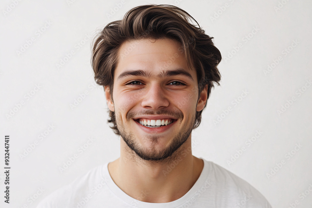 Portrait of a happy and handsome young man with a toothy smile on a white background. Portrait of a happy and handsome young man with a toothy smile on a white background.