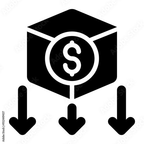 deflation, decrease, price, deflated, economy, depreciation solid or glyph icon