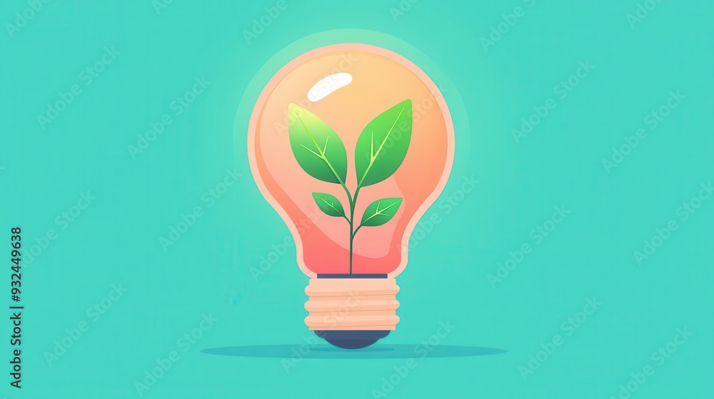 A green plant growing inside a light bulb, symbolizing eco-friendly ideas and sustainability in a modern design. A green plant growing inside a light bulb, symbolizing eco-friendly ideas and sustainability in a modern design.