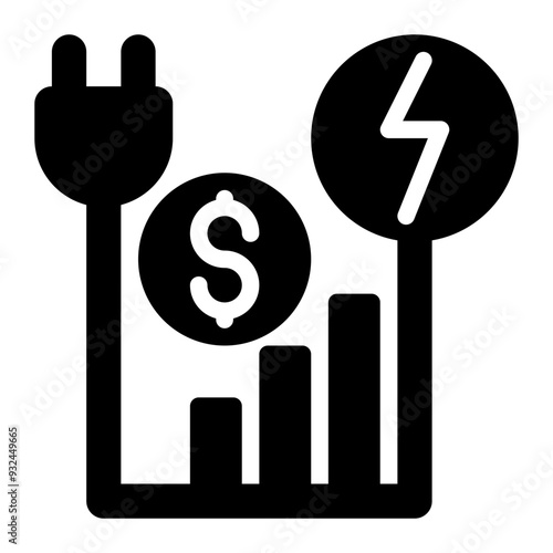 energy economics, economic energy, economics, energy, electric, power solid or glyph icon