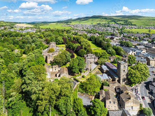 Fotografía Skipton Castle from a drone, North Yorkshire, England