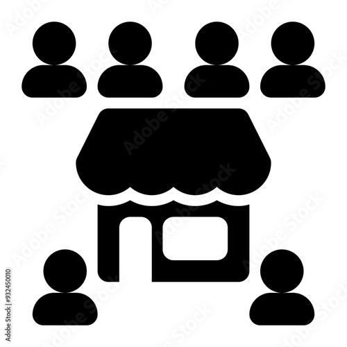 mass market, market, mart, trade, retail, customer solid or glyph icon