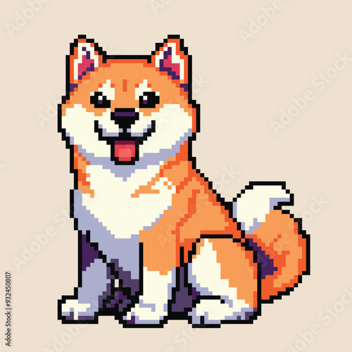 Pixelated Cute Shiba Inu Illustration in Pixel Art Style