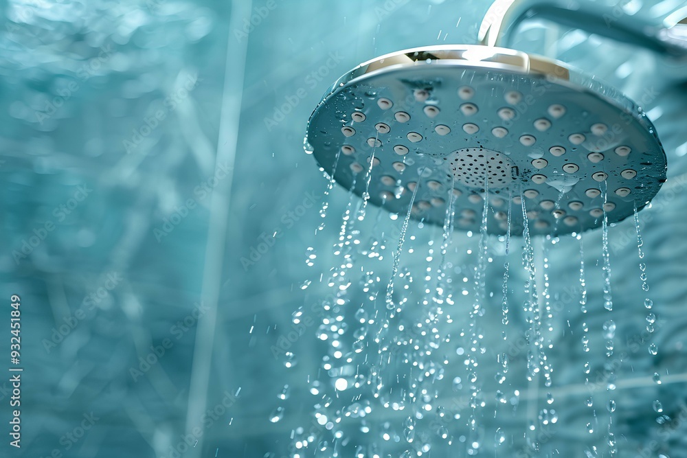 A shower head with water running down it A shower head with water running down it