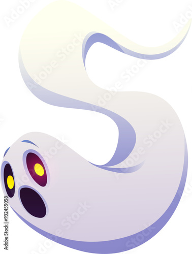 Number five Halloween ghosts font, scary typeface, horror evil type, spooky monster alphabet. Isolated cartoon vector spook or phantom 5 digit numeral typography sign for kid mathematics learning