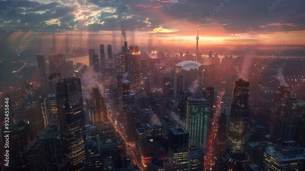 Fototapeta premium Cityscape at Sunset