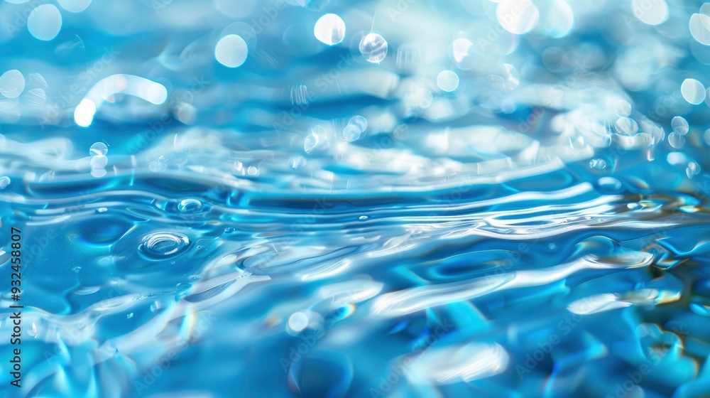 Blue water with ripples on the surface. Defocus blurred transparent blue colored clear calm water surface texture with splashes and bubbles. Water waves with shining pattern texture background , ai Blue water with ripples on the surface. Defocus blurred transparent blue colored clear calm water surface texture with splashes and bubbles. Water waves with shining pattern texture background , ai