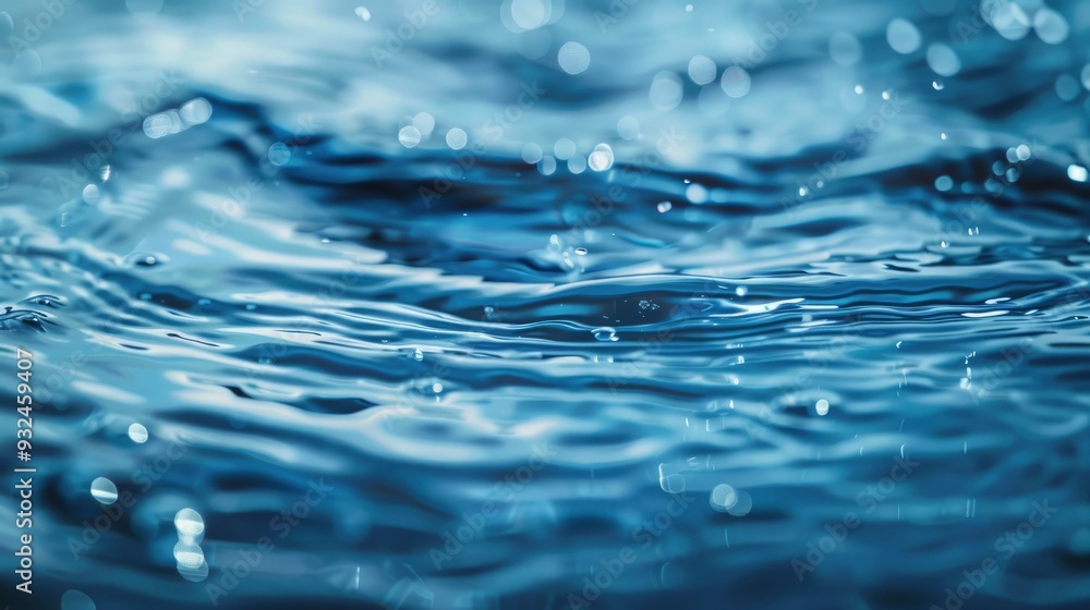 Blue water with ripples on the surface. Defocus blurred transparent blue colored clear calm water surface texture with splashes and bubbles. Water waves with shining pattern texture background , ai Blue water with ripples on the surface. Defocus blurred transparent blue colored clear calm water surface texture with splashes and bubbles. Water waves with shining pattern texture background , ai
