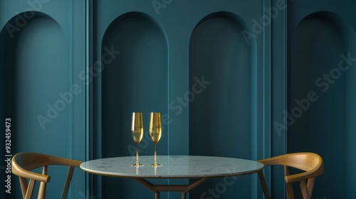 Elegant Interior Design with Champagne Glasses
