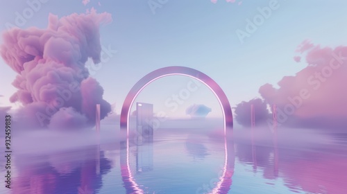 Dreamy Landscape with Arch and Reflection