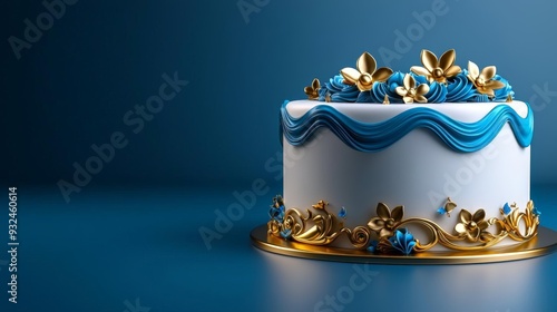 A 3D cake with intricate icing designs on a soft background, symbolizing celebration and craftsmanship photo