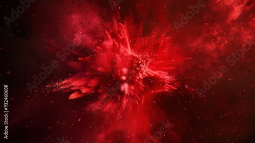 Red Powder Explosion Abstract Art