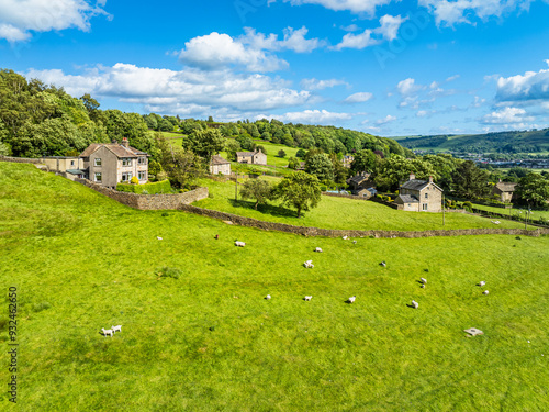 Photos Farms and Fields over Cononley and River Aire from a drone, Keighley, North York